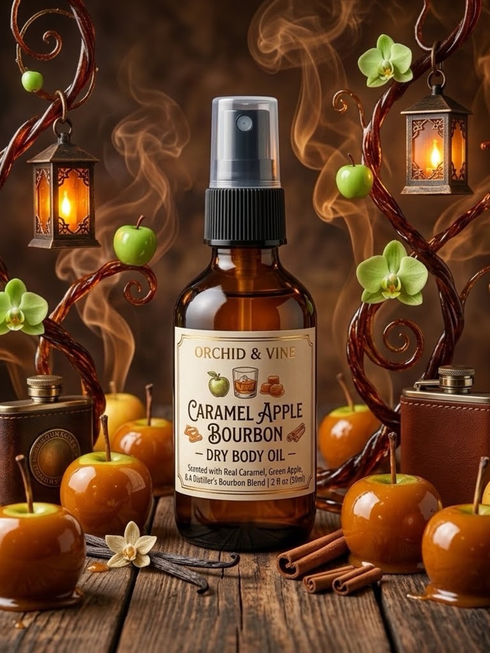 Orchid & Vine Caramel Apple Bourbon Dry Body  & Hair Oil Skin Nutrition